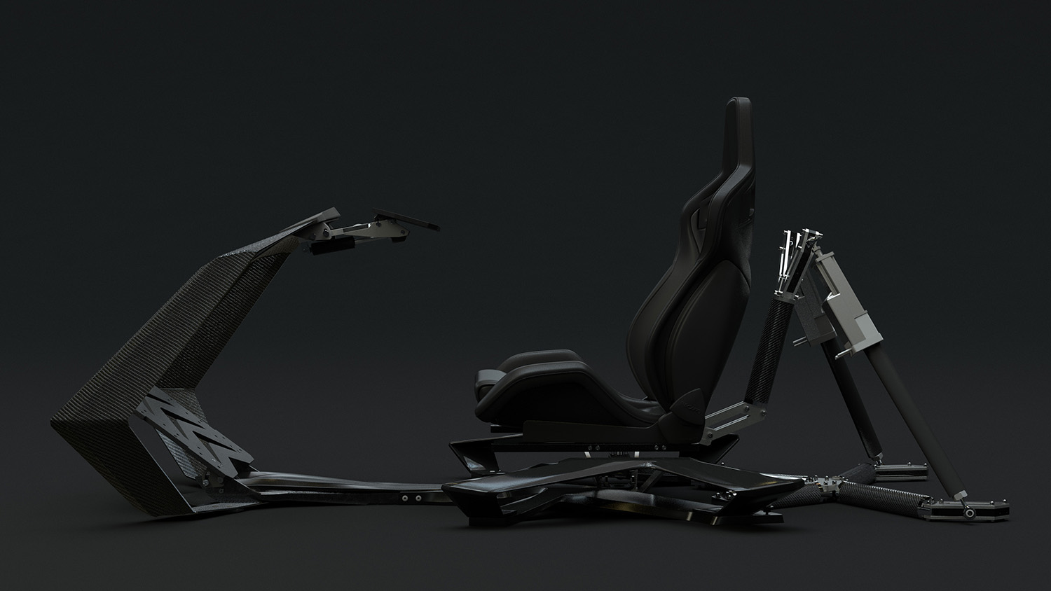 Full side profile of the GTSEAT P47 racing simulator cockpit
